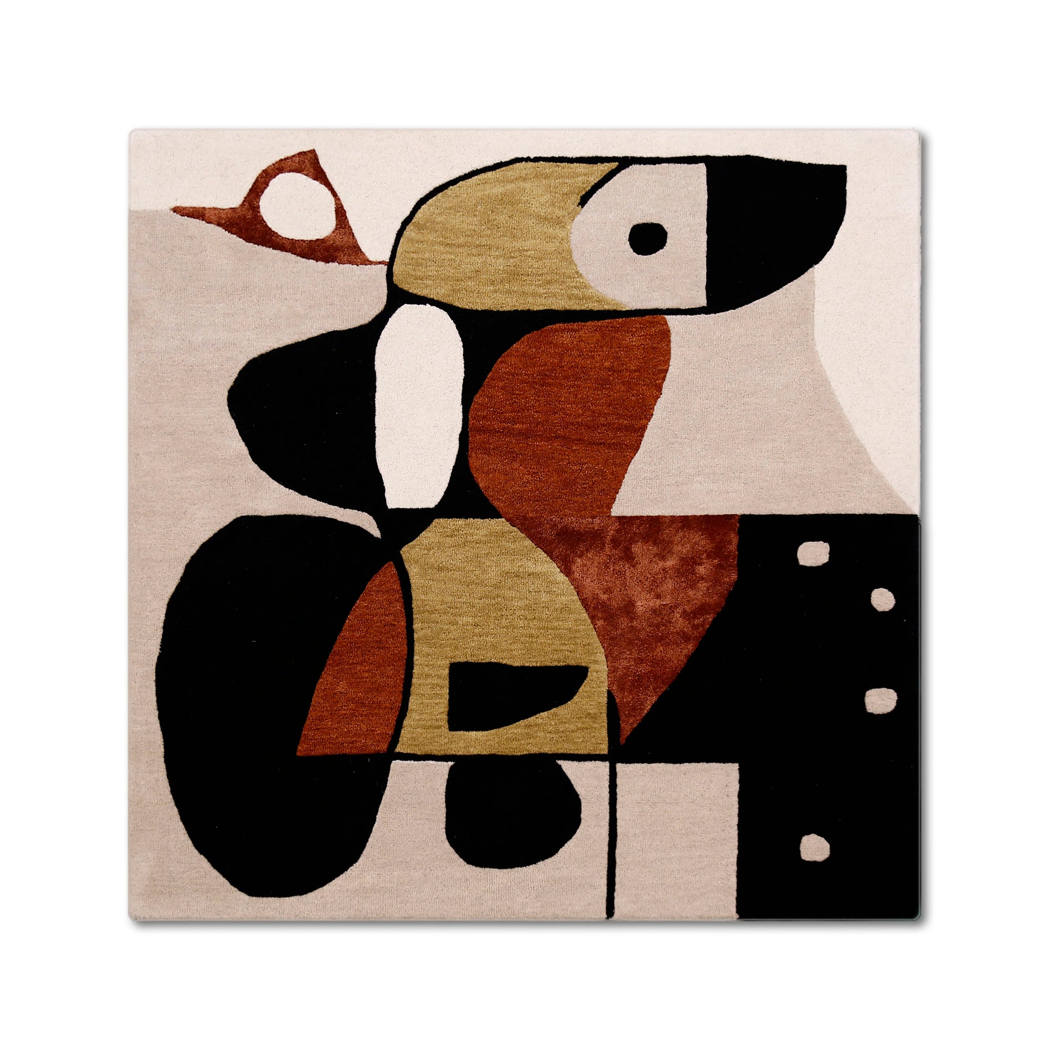 Abstract Bird Mosaic Hand Tufted Wool Viscose Wall Rug