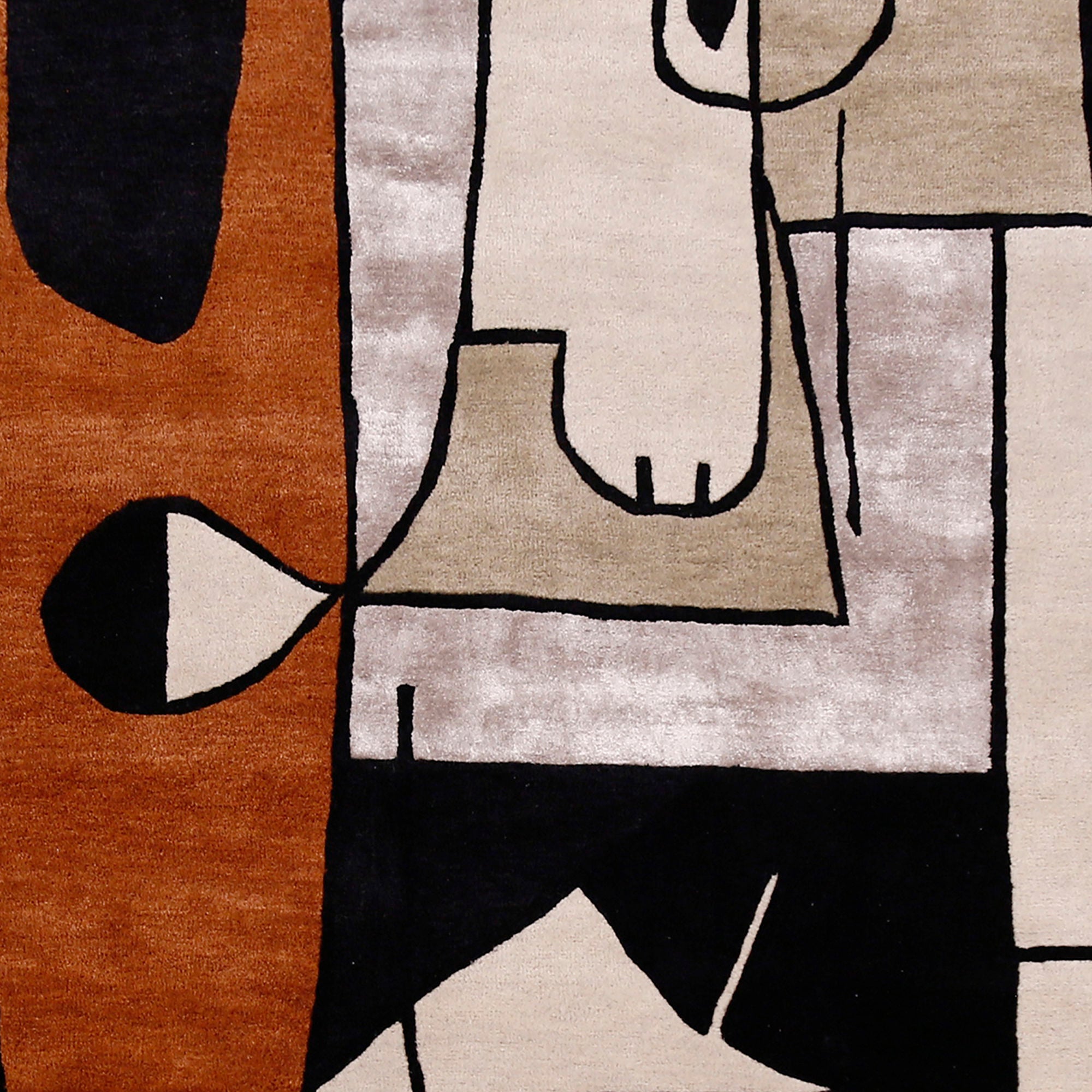 Abstract Cubist Animal Hand Tufted Wool Viscose Wall Rug