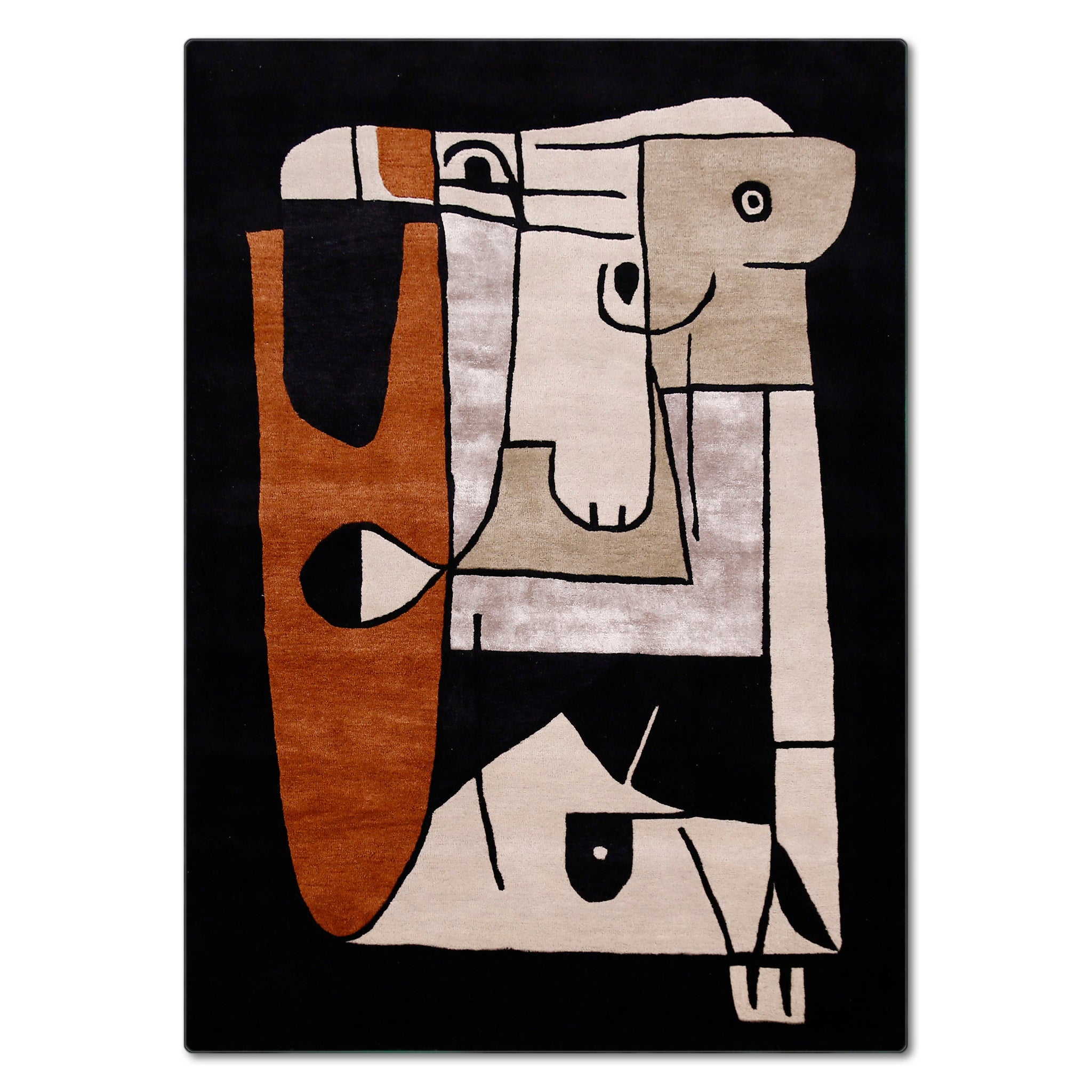 Abstract Cubist Animal Hand Tufted Wool Viscose Wall Rug