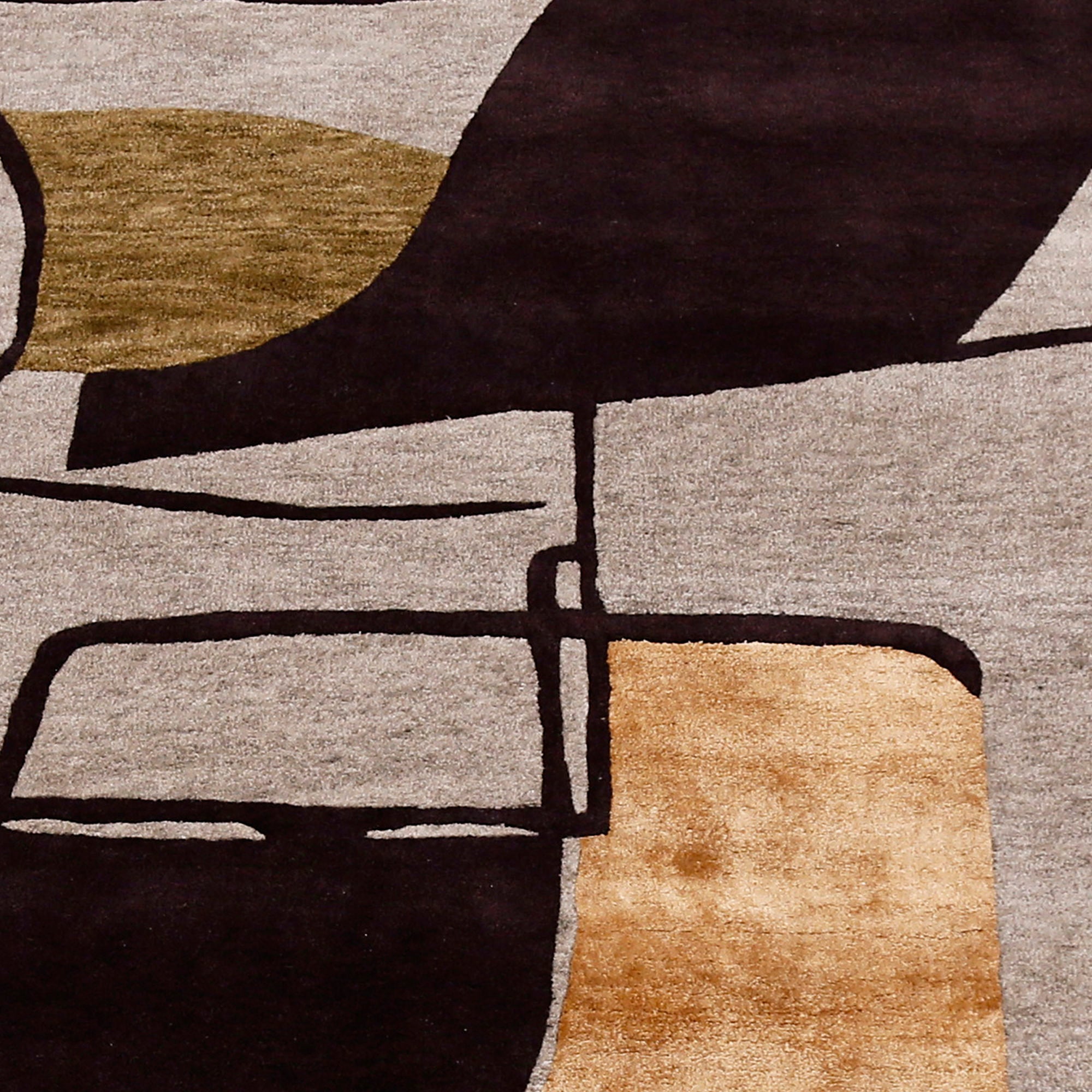 Earth Tone Abstract Geometric Hand Tufted Wool Viscose Wall Rug