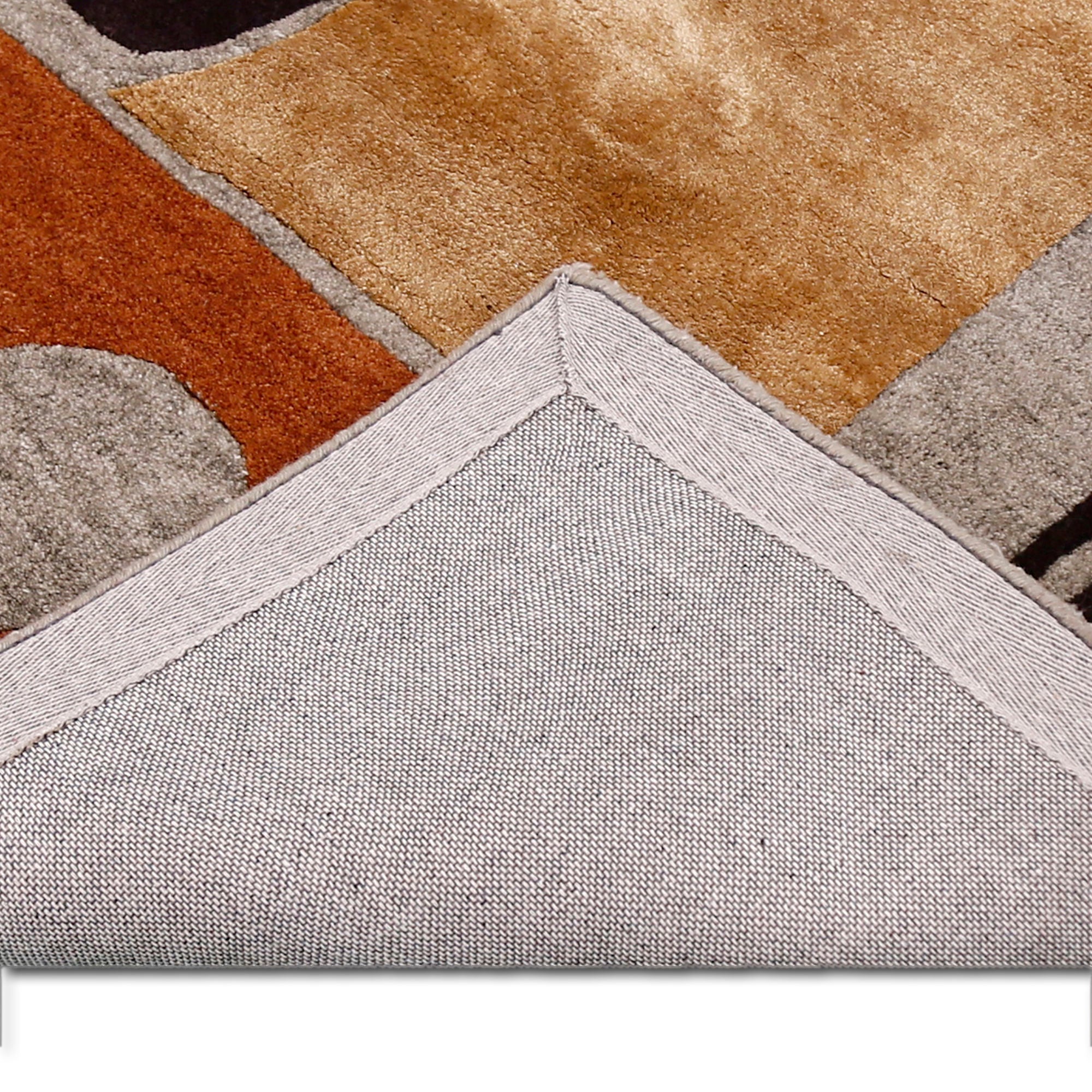 Earth Tone Abstract Geometric Hand Tufted Wool Viscose Wall Rug