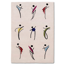 Abstract Dancing Figures Hand Tufted Wool Wall Rug