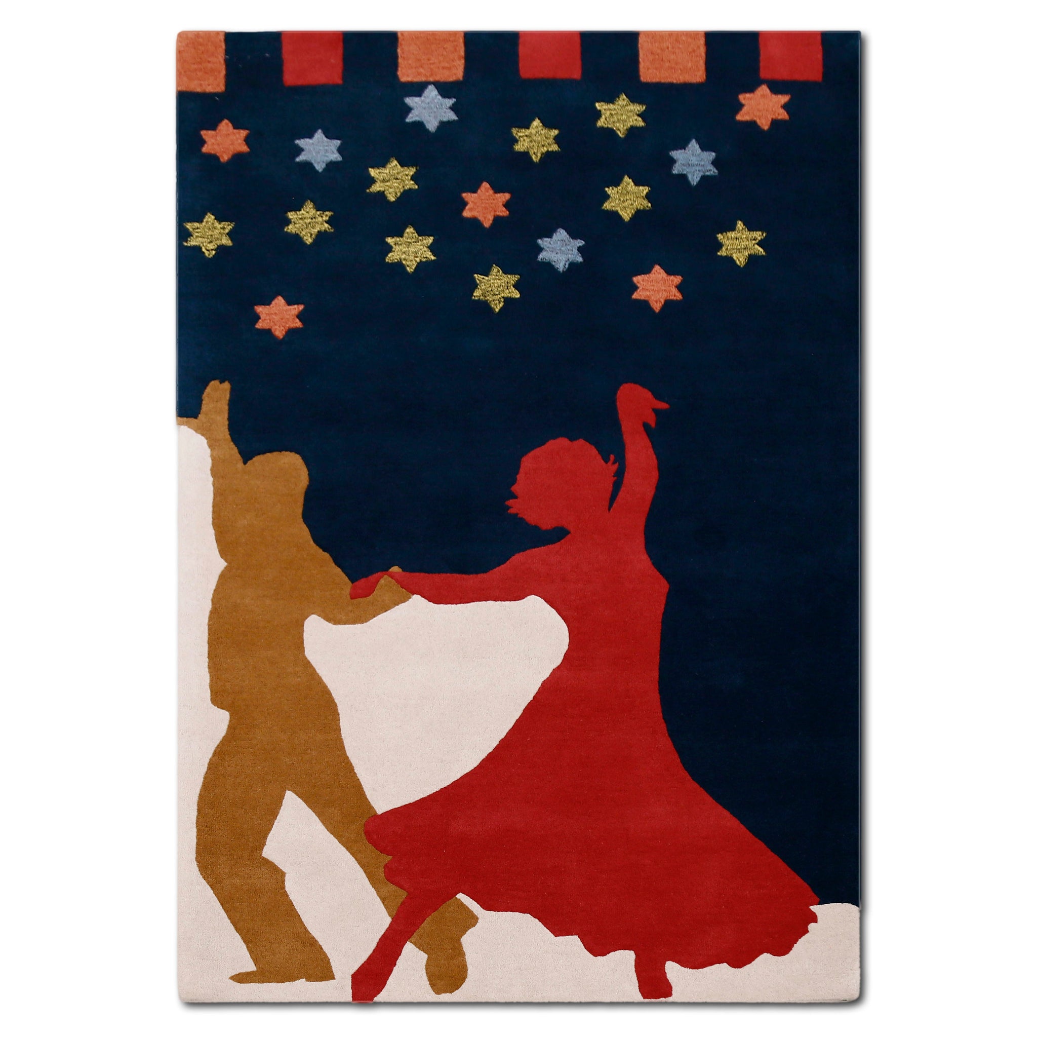 Dancing Couple Hand Tufted Wool Wall Rug