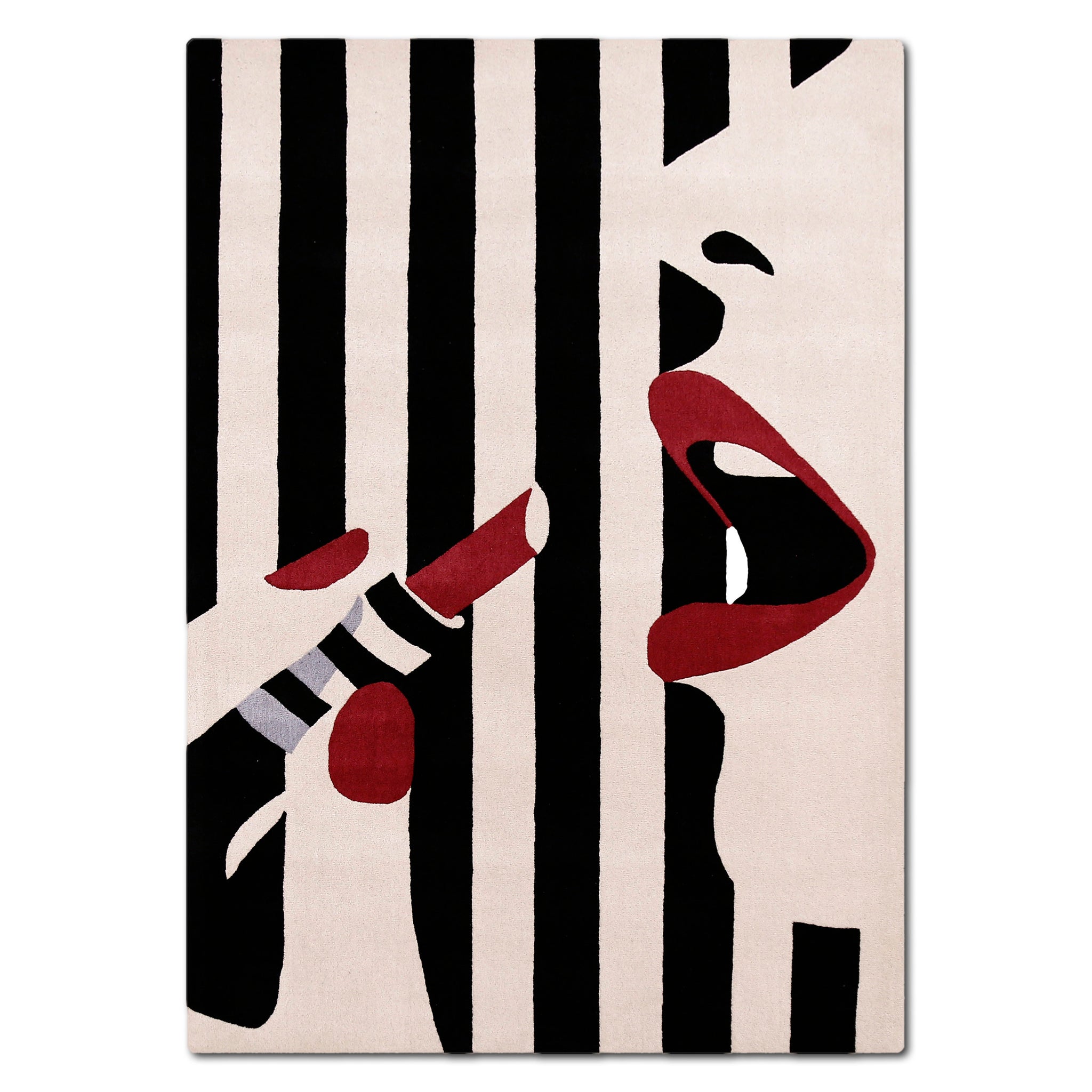 Lipstick Lady Pop Art Hand Tufted Wool Wall Rug