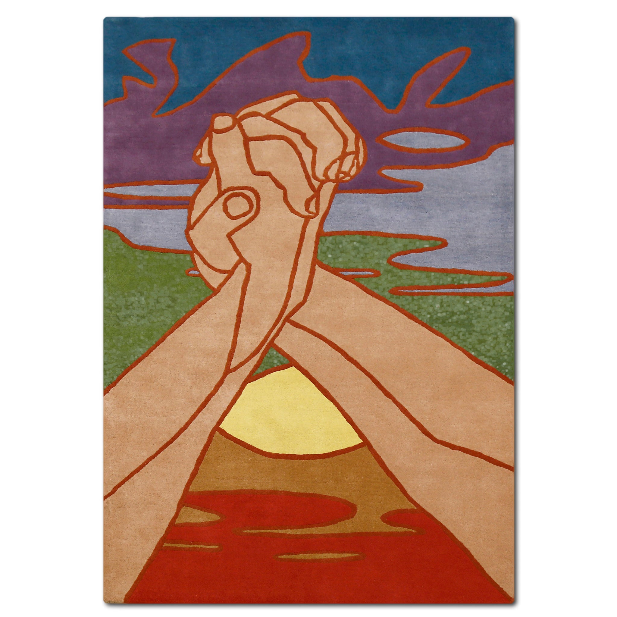 Abstract Landscape Hands Hand Tufted Wool Wall Rug