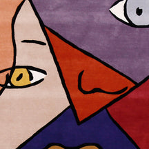 Geometric Cubist Portrait Hand Tufted Wool Wall Rug