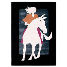 White Horse Rider Hand Tufted Wool Viscose Wall Rug
