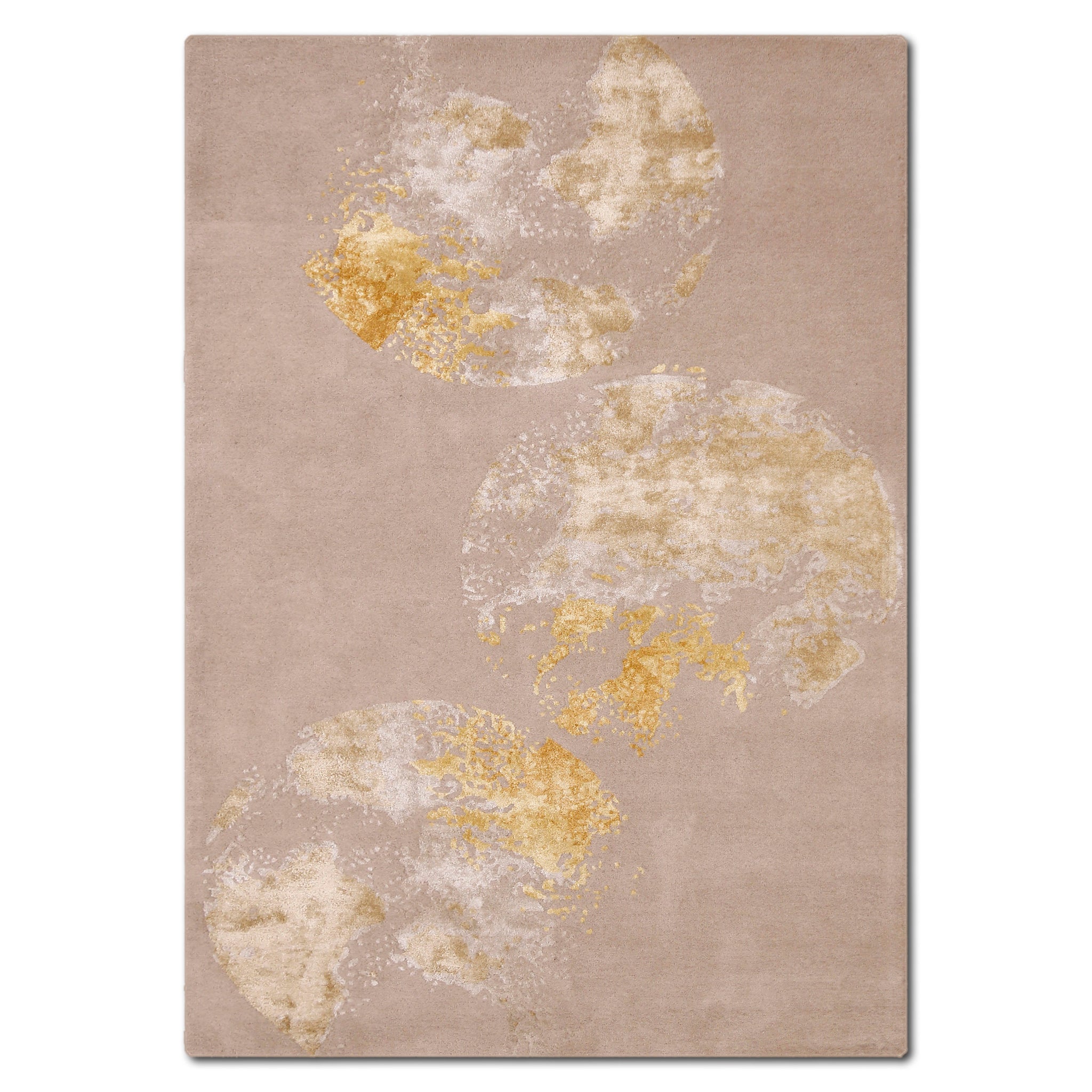 Beige Gold Abstract Bloom Hand Tufted Wool Viscose Wall Rug