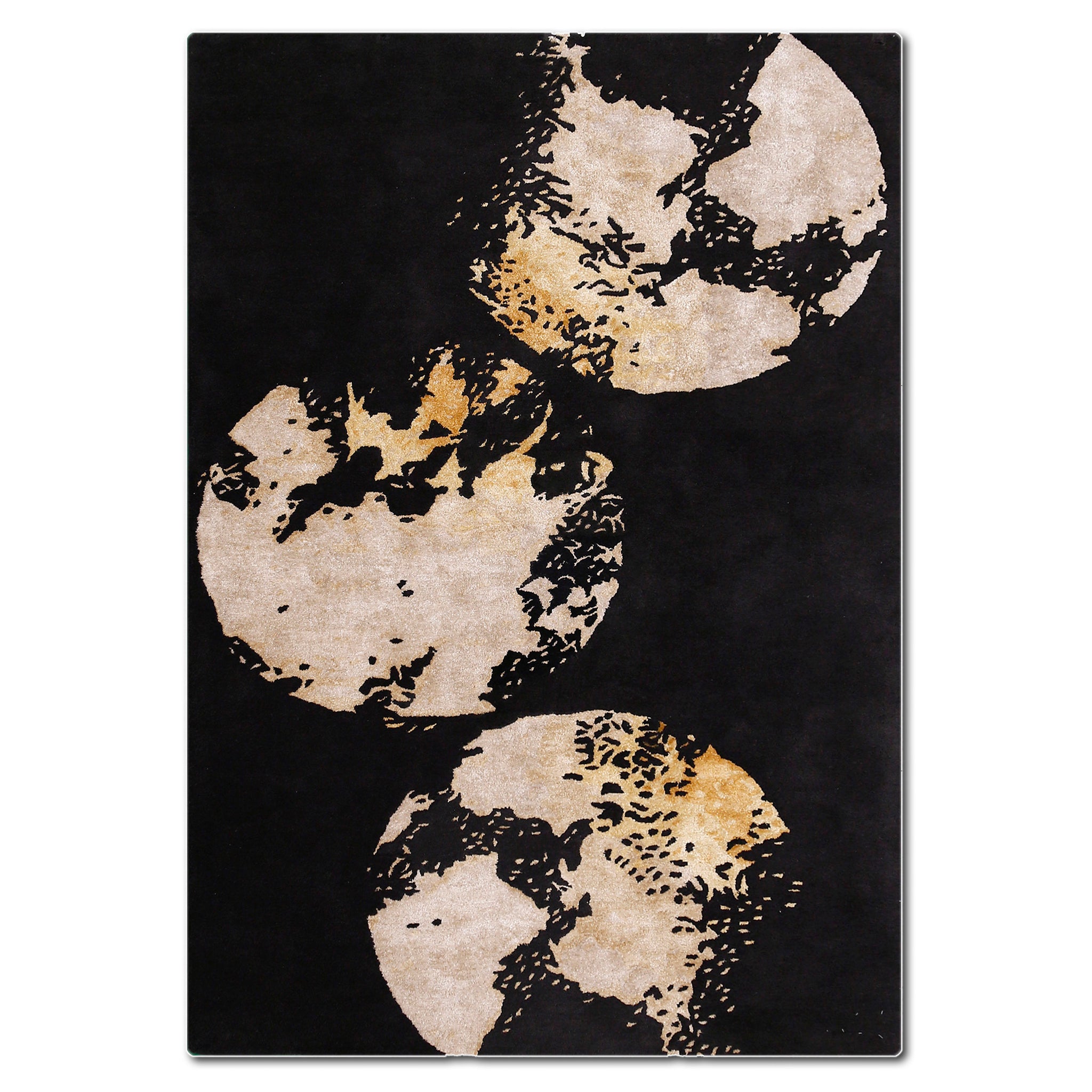 Ivory Gold Abstract Bloom Hand Tufted Wool Viscose Wall Rug