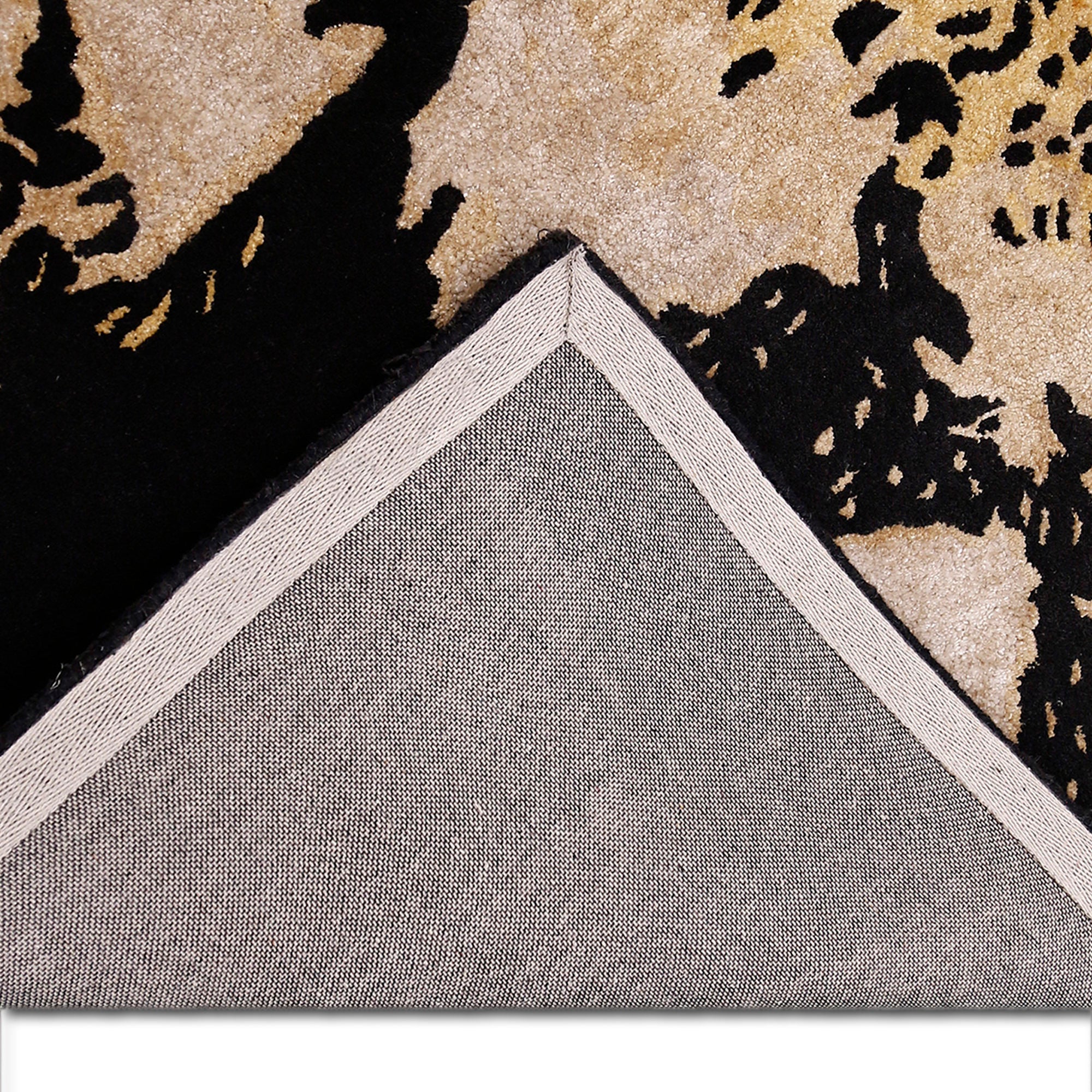 Ivory Gold Abstract Bloom Hand Tufted Wool Viscose Wall Rug