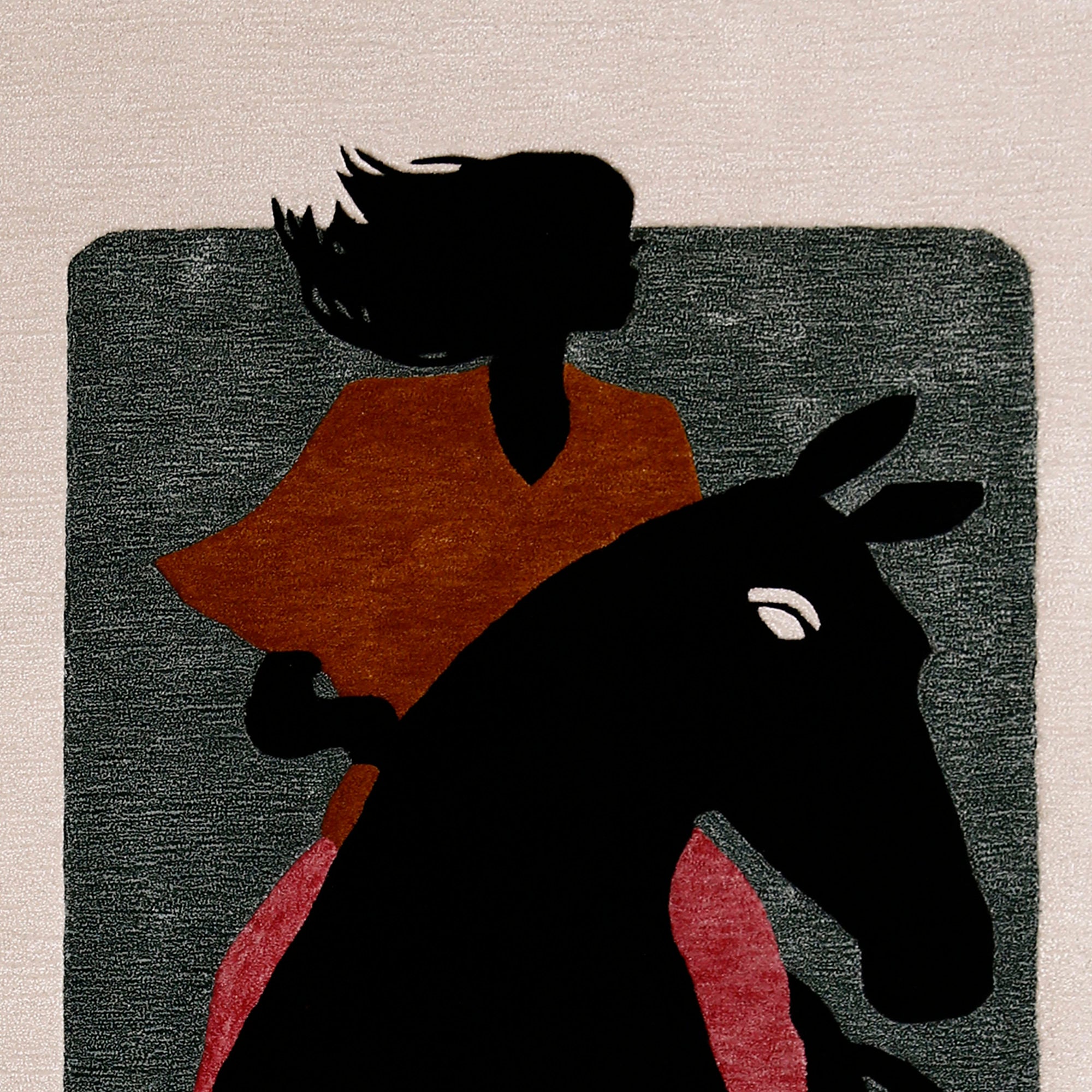 Equestrian Rider Hand Tufted Wool Viscose Wall Rug