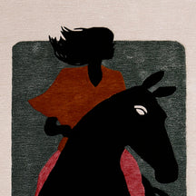 Equestrian Rider Hand Tufted Wool Viscose Wall Rug