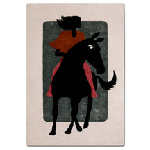 Equestrian Rider Hand Tufted Wool Viscose Wall Rug