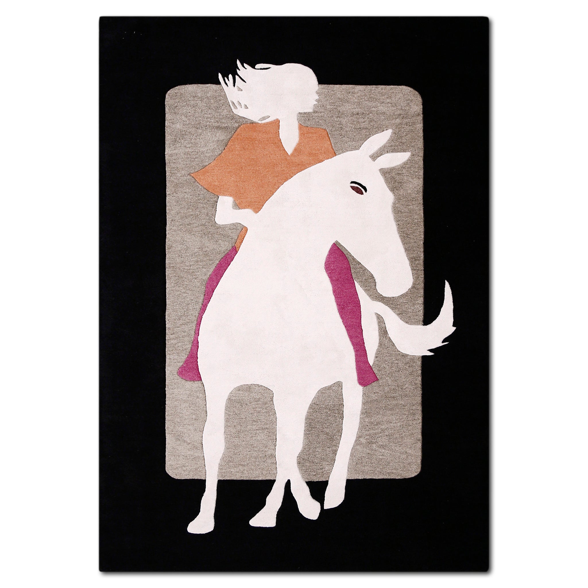 Girl on Horse Hand Tufted Wall Rug