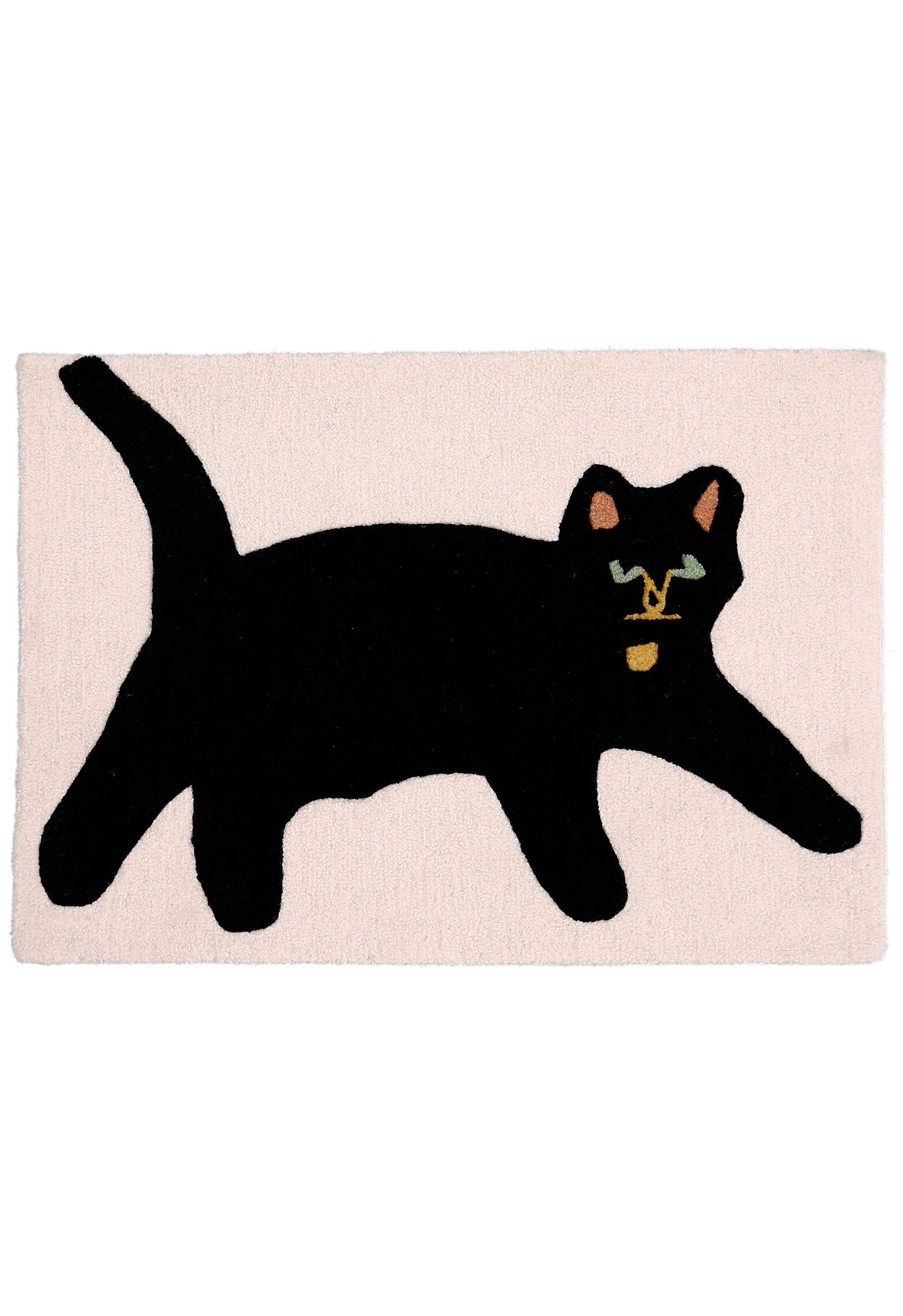 Cat-Shaped Carpet Black