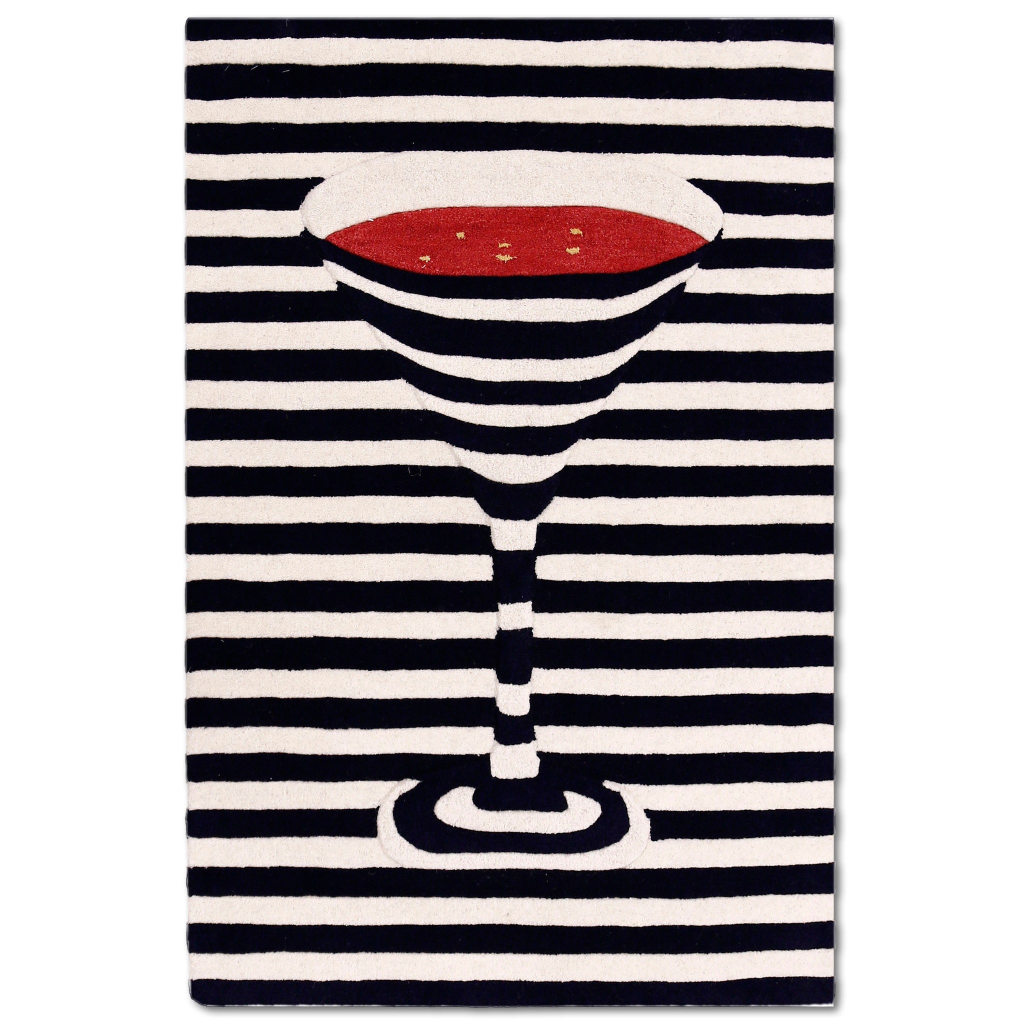Red Wine Glass Optical Illusion Hand Tufted Wool Wall Rug