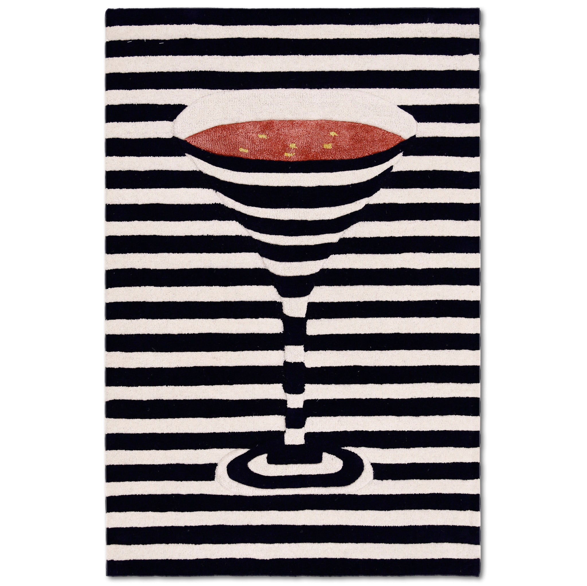 Red Cocktail Glass Hand Tufted Wool Viscose Wall Rug