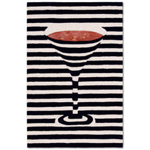 Red Cocktail Glass Hand Tufted Wool Viscose Wall Rug