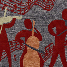 Red Musician Trio Hand Tufted Wool Wall Rug