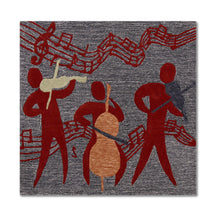 Red Musician Trio Hand Tufted Wool Wall Rug
