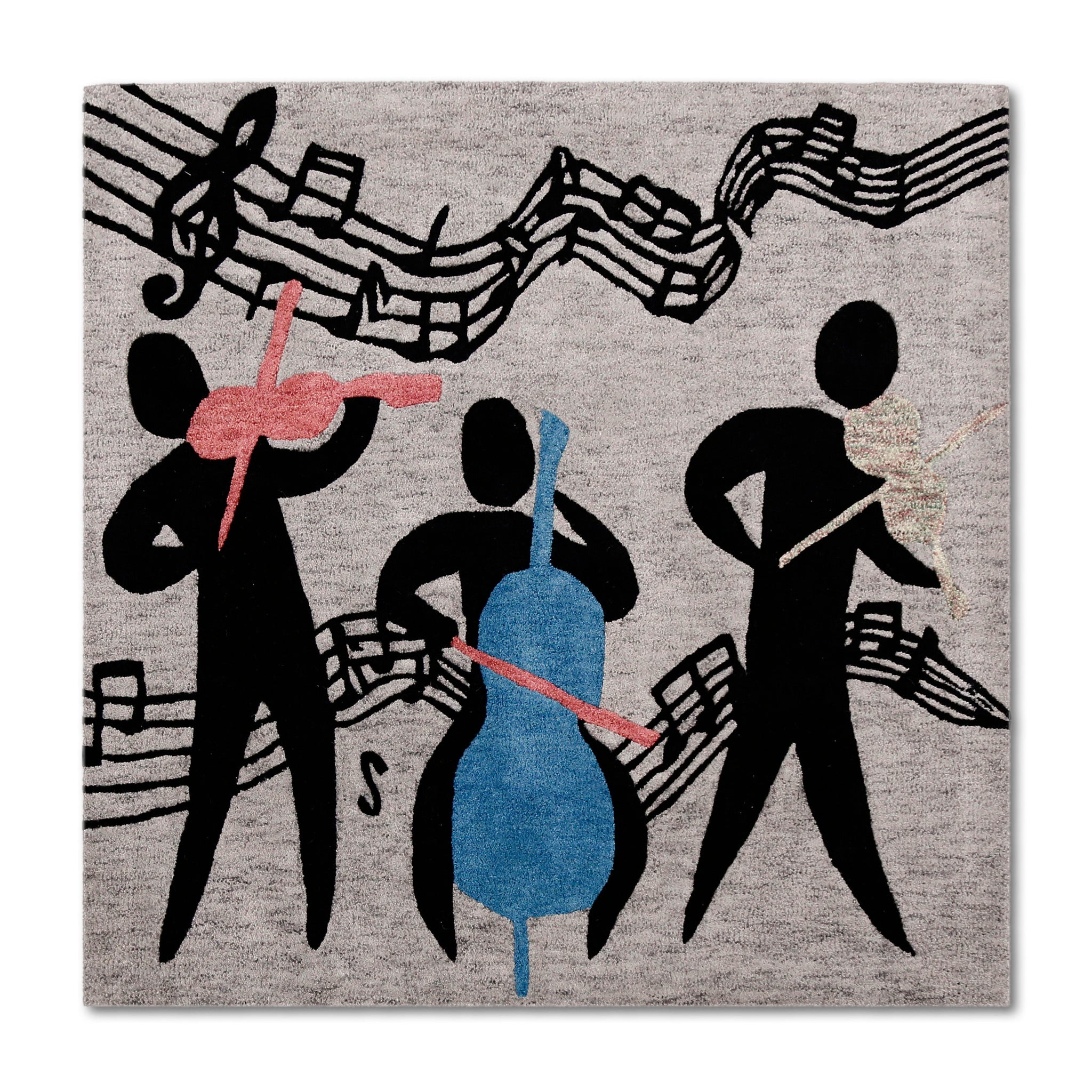 Colorful Musician Trio Hand Tufted Wool Wall Rug