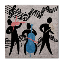 Colorful Musician Trio Hand Tufted Wool Wall Rug