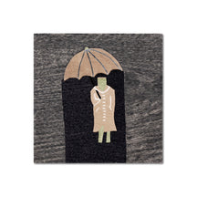 Minimalist Figure Under Umbrella Hand Tufted Wool Wall Rug