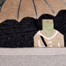Minimalist Figure Under Umbrella Hand Tufted Wool Wall Rug