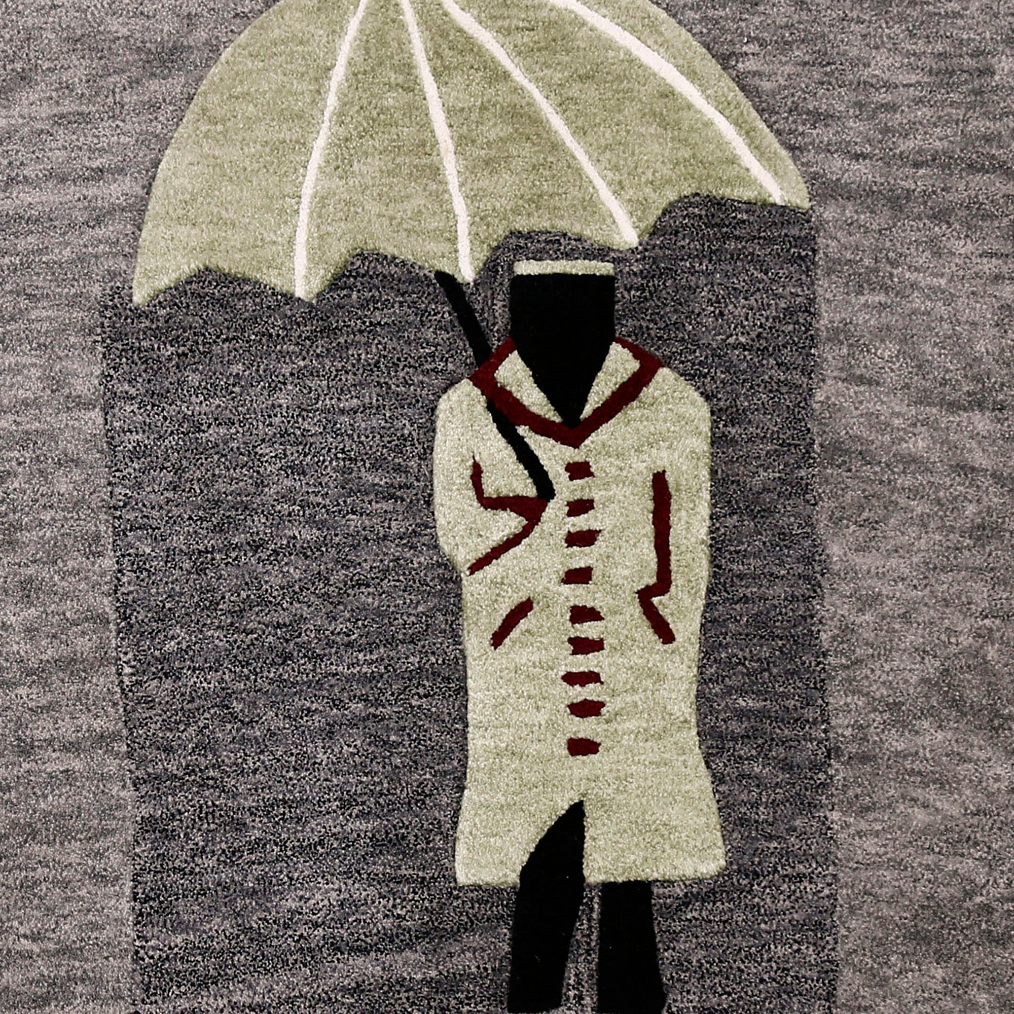Ceremonial Guard Under Green Parasol Hand Tufted Wool Wall Rug