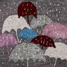 Colorful Rain Umbrellas Hand Tufted Wool Viscose Wall Rug