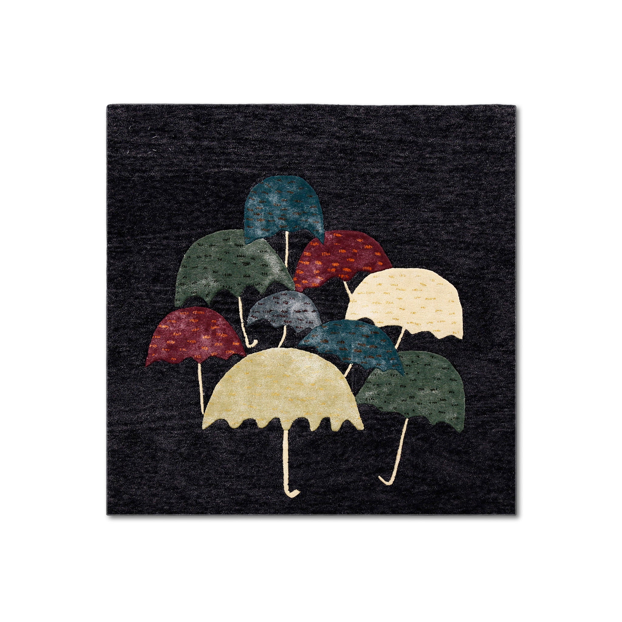 Colorful Umbrella Cluster Hand Tufted Wool Viscose Wall Rug