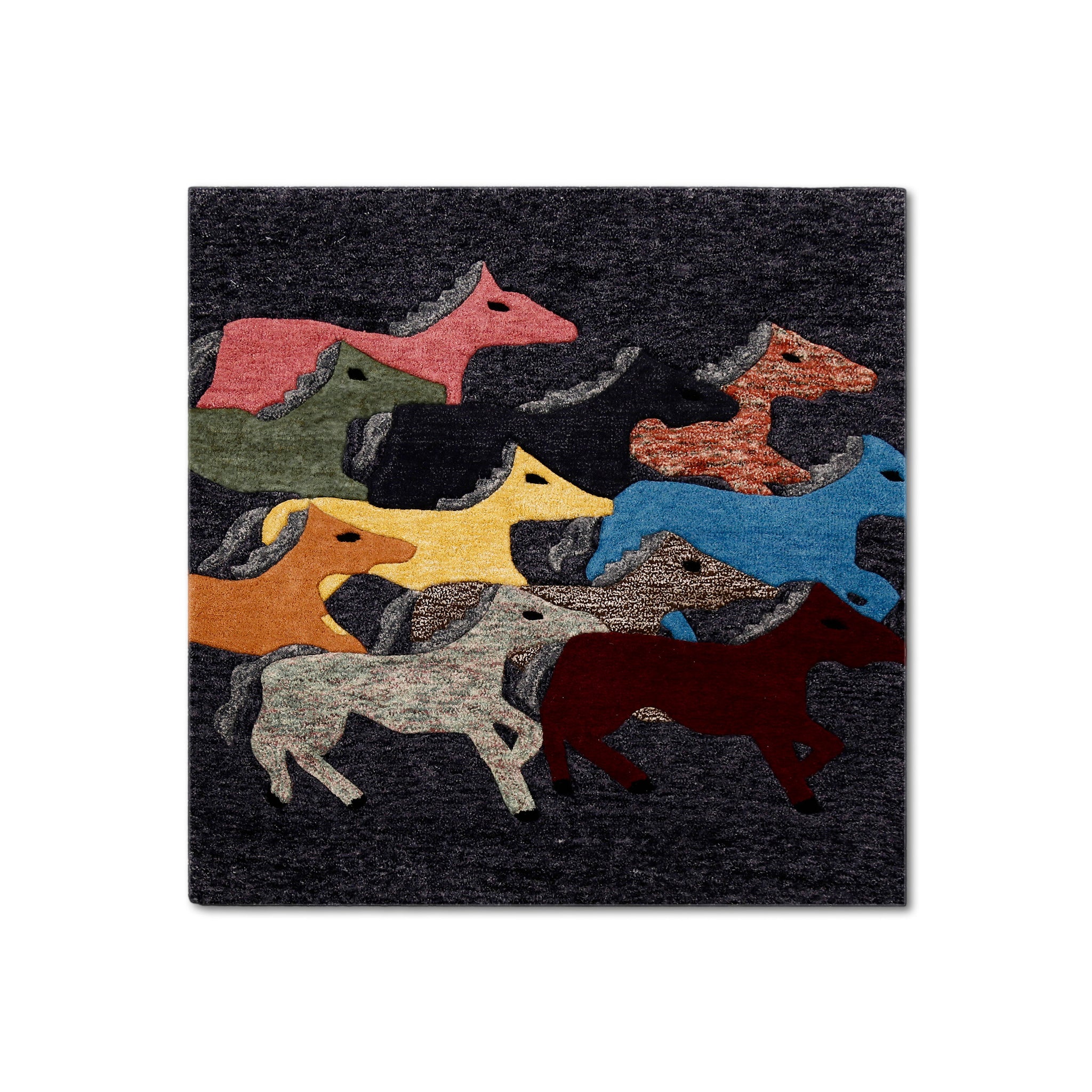 Galloping Horses Hand-Tufted Wool Wall Rug