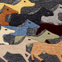 Multicolor Galloping Horses Hand Tufted Wool Wall Rug