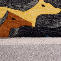 Multicolor Galloping Horses Hand Tufted Wool Wall Rug