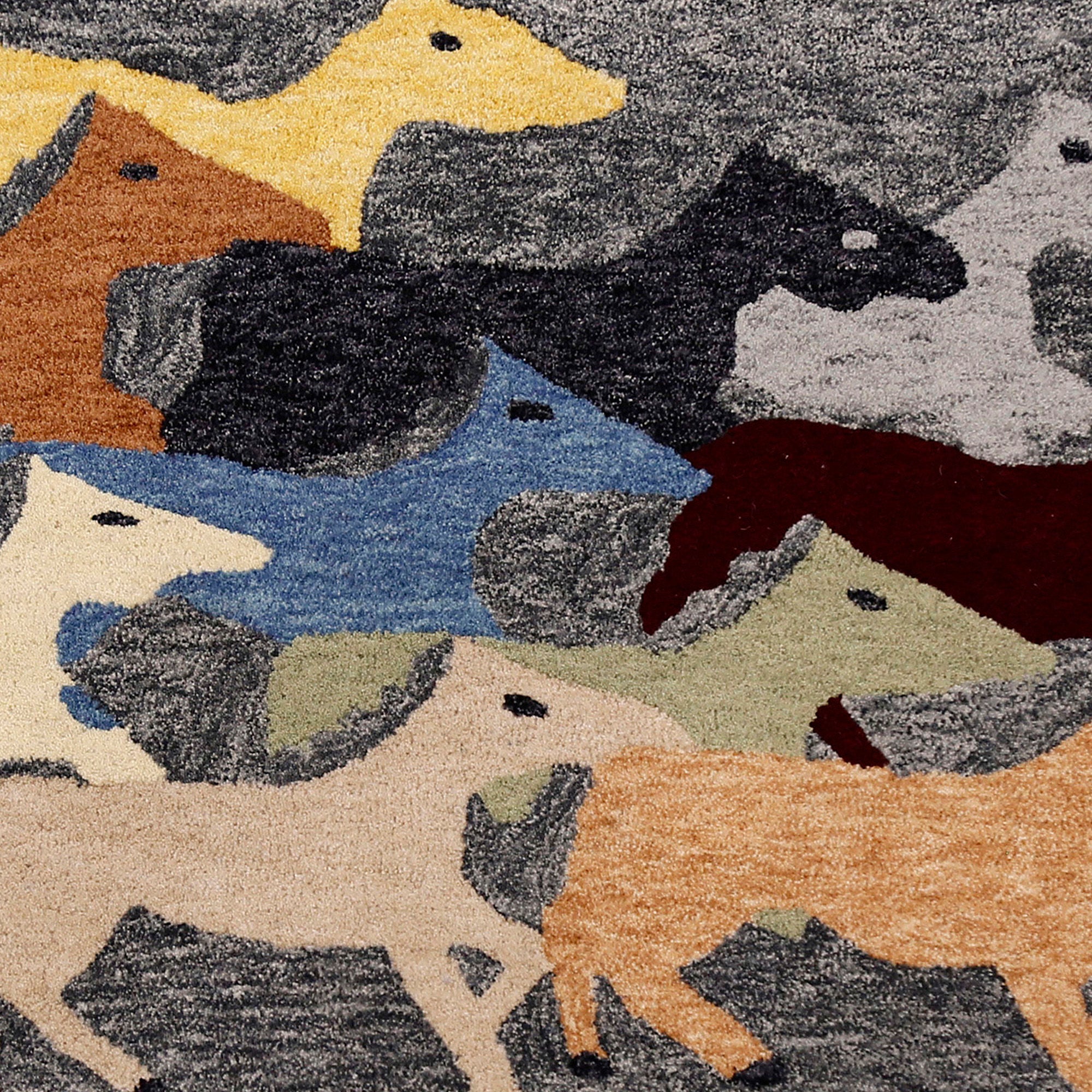 Running Horses Hand Tufted Wool Wall Rug