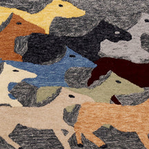 Running Horses Hand Tufted Wool Wall Rug