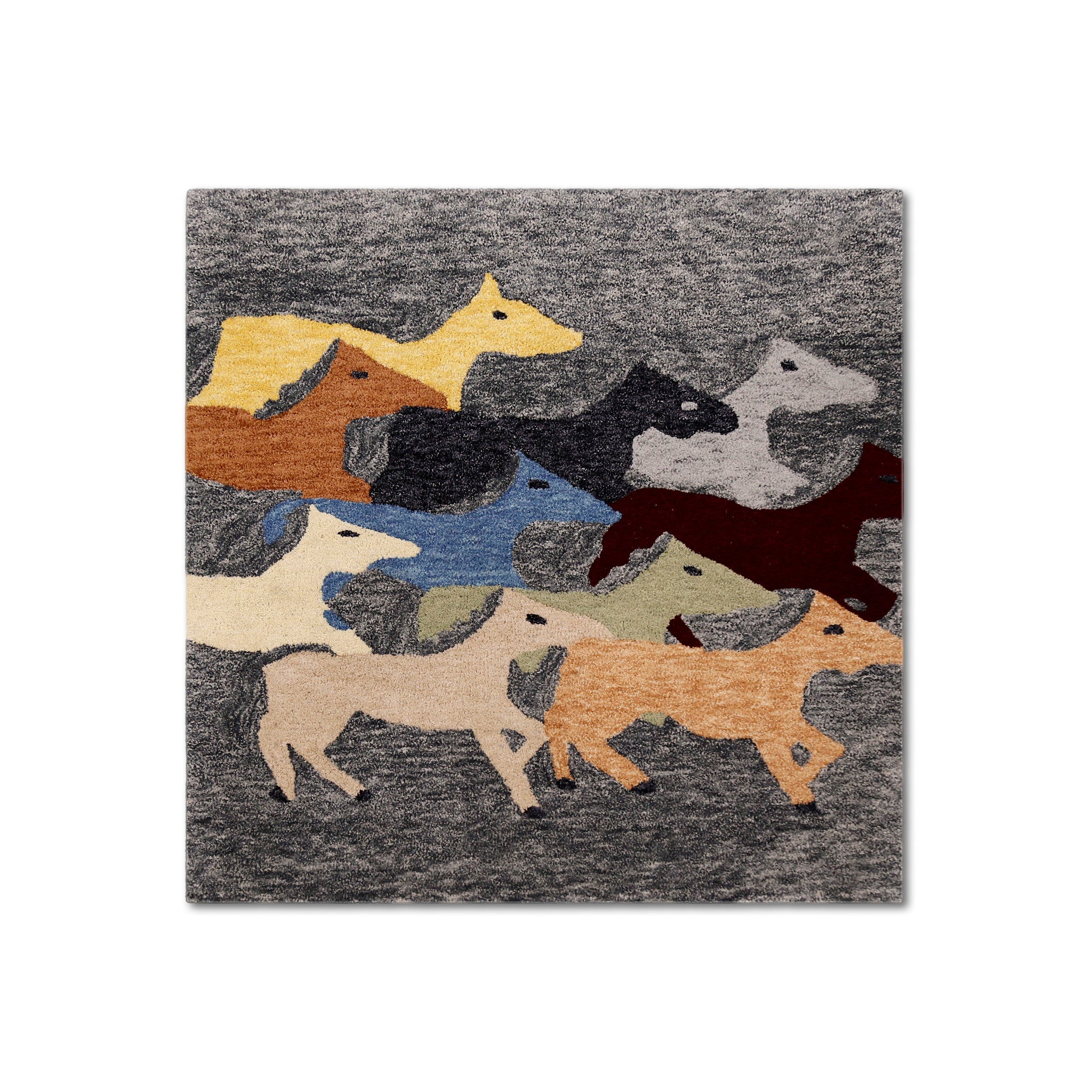 Running Horses Hand Tufted Wool Wall Rug