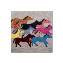 Colorful Running Horses Hand Tufted Wool Wall Rug