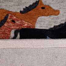 Colorful Running Horses Hand Tufted Wool Wall Rug