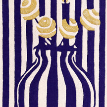 Blue Striped Vase Hand Tufted Wool Wall Rug