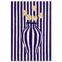 Blue Striped Vase Hand Tufted Wool Wall Rug