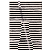 Black and White Striped Vase Hand Tufted Wool Wall Rug