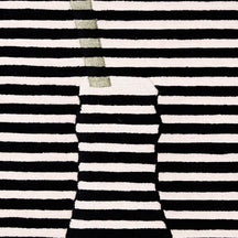 Green Accent Striped Vase Hand Tufted Wool Wall Rug