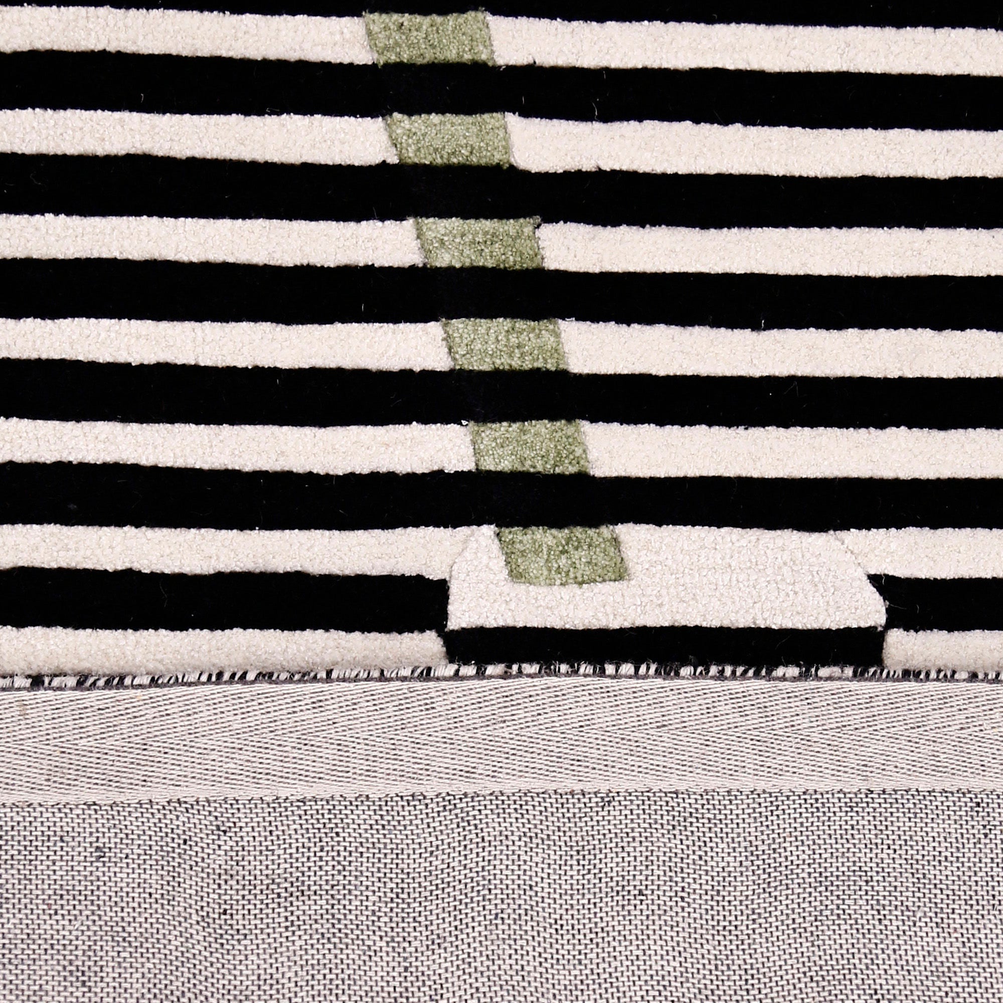 Green Accent Striped Vase Hand Tufted Wool Wall Rug