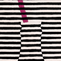 Pink Accent Striped Vase Hand Tufted Wool Wall Rug