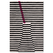 Pink Accent Striped Vase Hand Tufted Wool Wall Rug