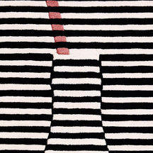 Rose Accent Striped Vase Hand Tufted Wool Wall Rug