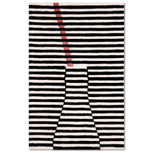 Rose Accent Striped Vase Hand Tufted Wool Wall Rug