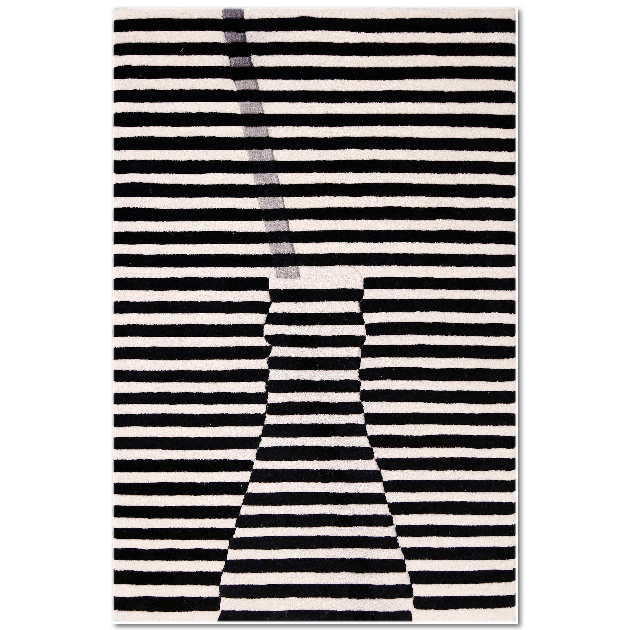 Grey Accent Striped Vase Hand Tufted Wool Wall Rug