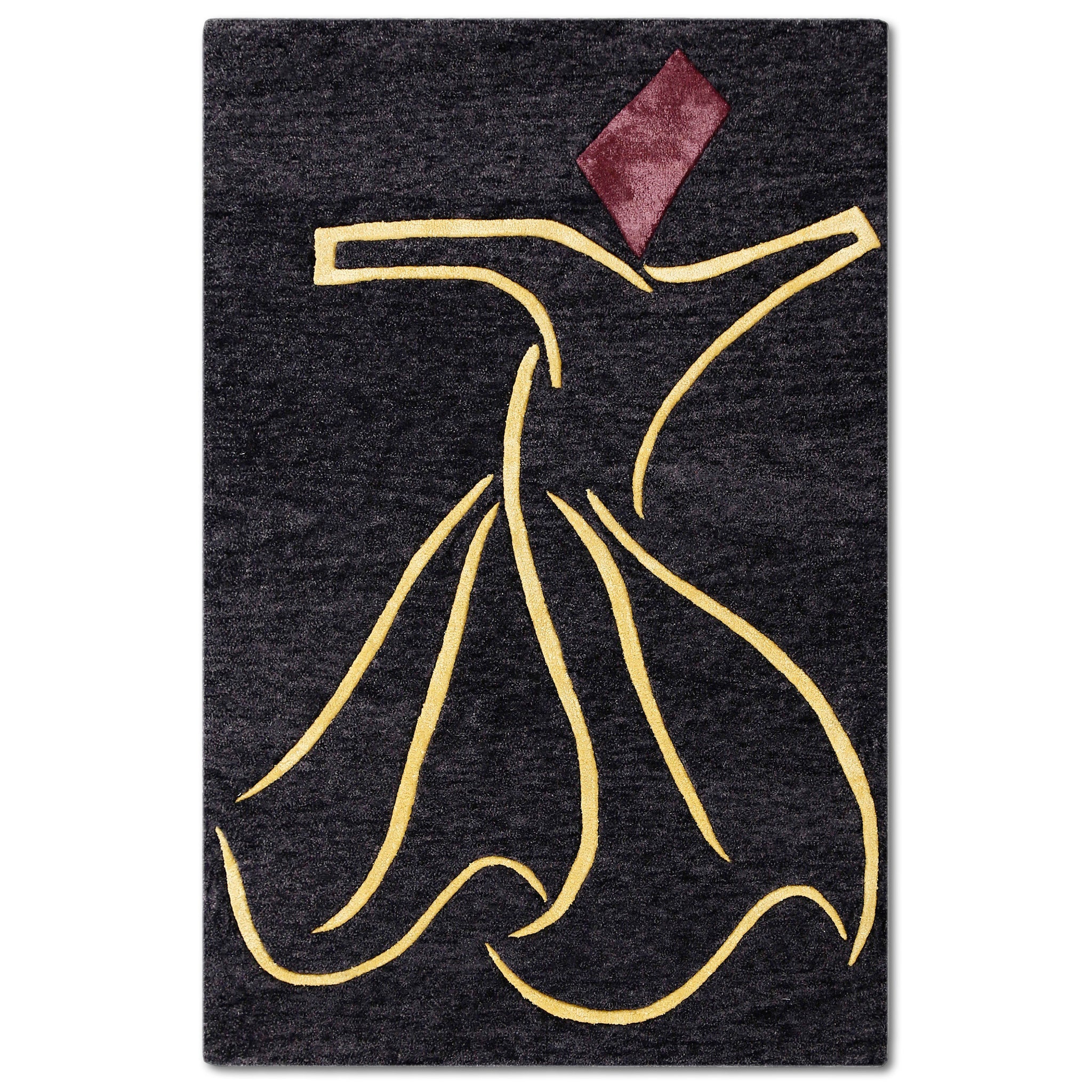 Golden Whirling Dervish Hand Tufted Wool Viscose Wall Rug